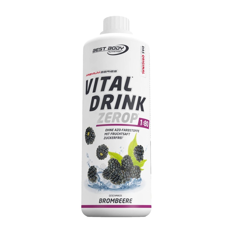 Best Body Nutrition Vital Drink Zerop – Sugar-Free Beverage Concentrate 1:80 Ratio 1000 ml Blackberry Syrup – Makes 80 Liters of Refreshing Drink