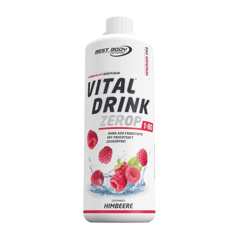 Best Body Nutrition Vital Drink Zerop – Sugar-Free Beverage Concentrate | 80L Results | Raspberry Flavor | 1L Pack – International Shipping Available