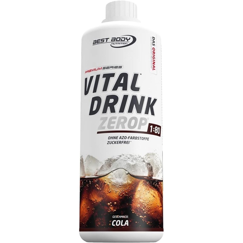 Best Body Nutrition Vital Drink Zerop – Sugar-Free Cola Syrup 1000ml | 80 Liters of Refreshing Beverage Concentrate – Original Flavor