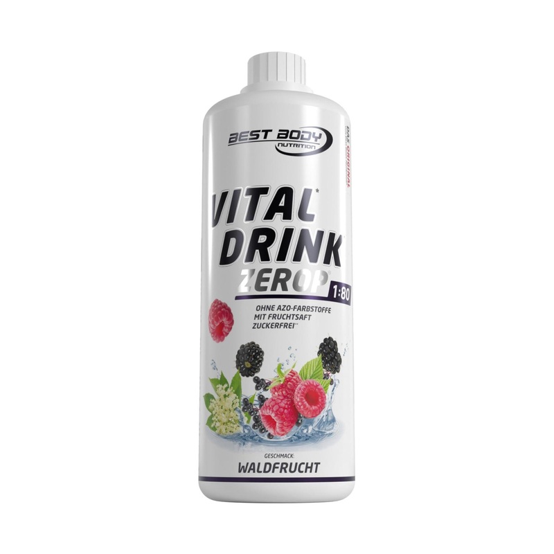 Best Body Nutrition Vital Drink Zerop – Sugar-Free Forest Fruit Syrup Concentrate (1000 ml) – Makes 80 Liters of Refreshing Beverage