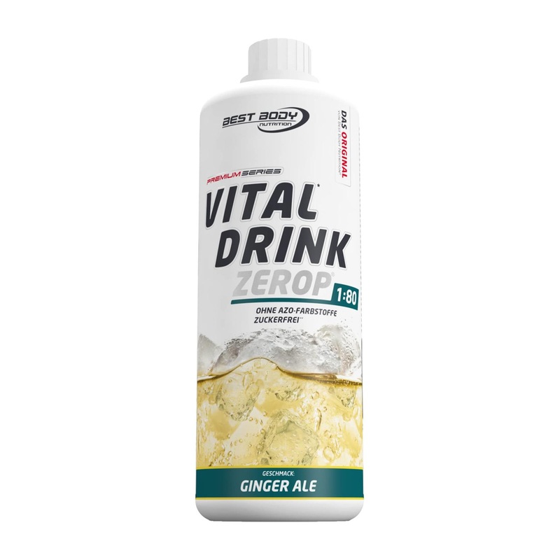 Best Body Nutrition Vital Drink Zerop – Sugar-Free Ginger Ale Concentrate | 1L Makes 80L | Original Beverage Syrup
