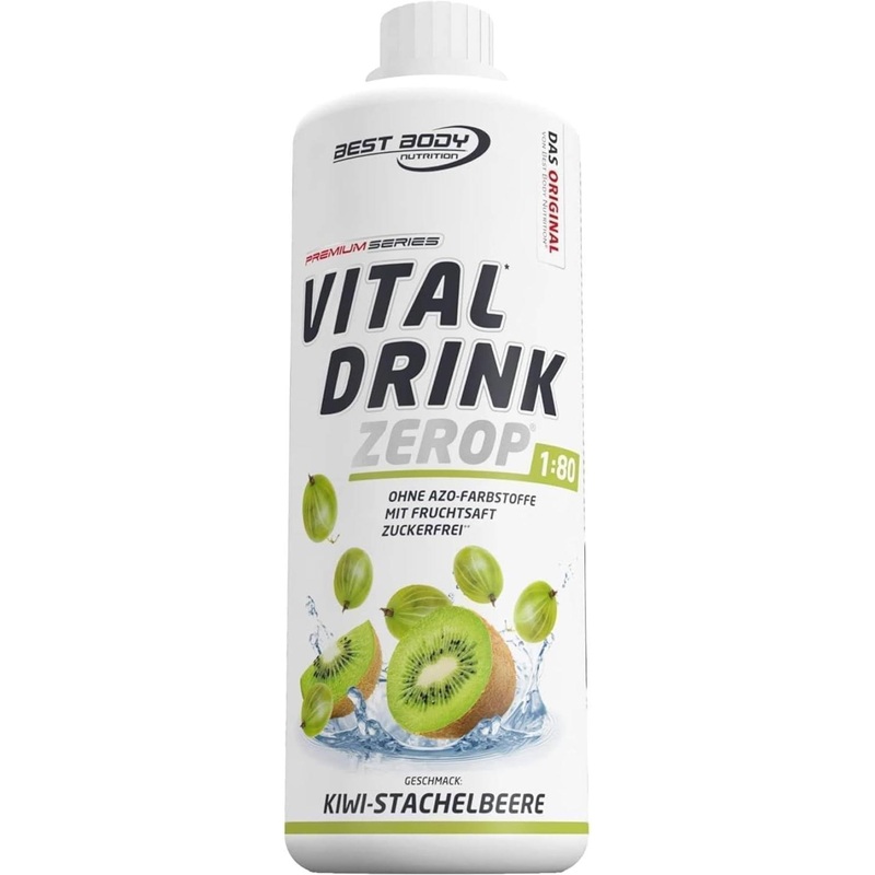Best Body Nutrition Vital Drink Zerop – Sugar-Free Kiwi Stingberry Beverage Concentrate – 80 Liters from 1L Syrup – Original Flavor – International Shipping Available