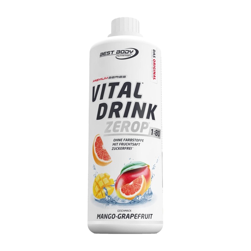 Best Body Nutrition Vital Drink Zerop – Sugar-Free Mango Grapefruit Syrup Concentrate – 1L Makes 80 Liters – Original Beverage Mix