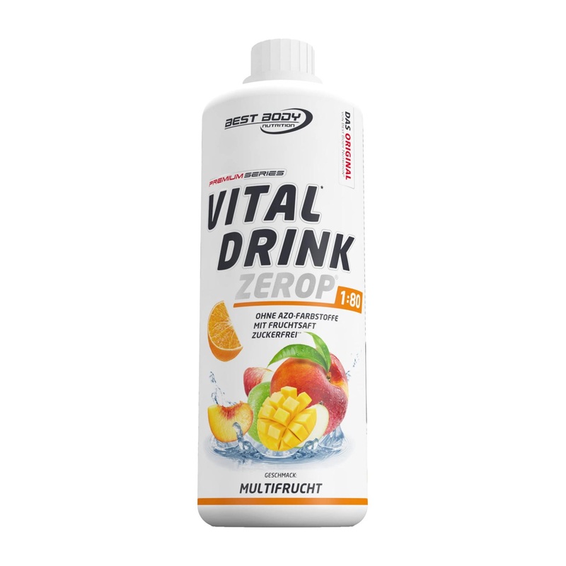 Best Body Nutrition Vital Drink Zerop – Sugar-Free Multi-Fruit Syrup Concentrate | 1L (Makes 80 Liters) | International Shipping Available