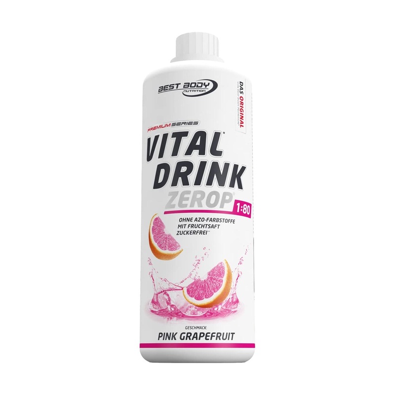 Best Body Nutrition Vital Drink Zerop – Sugar-Free Pink Grapefruit Concentrate – 80 Liters of Finished Drink – 1000 ml Syrup (1 Pack)