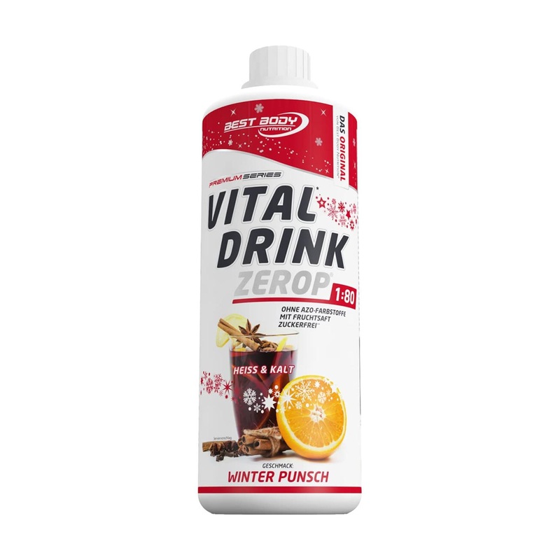 Best Body Nutrition Vital Drink Zerop Winter Punsch Limited Edition – Sugar-Free Beverage Concentrate 1:80 Ratio (1000 ml Makes 80 Liters) – International Shipping Available