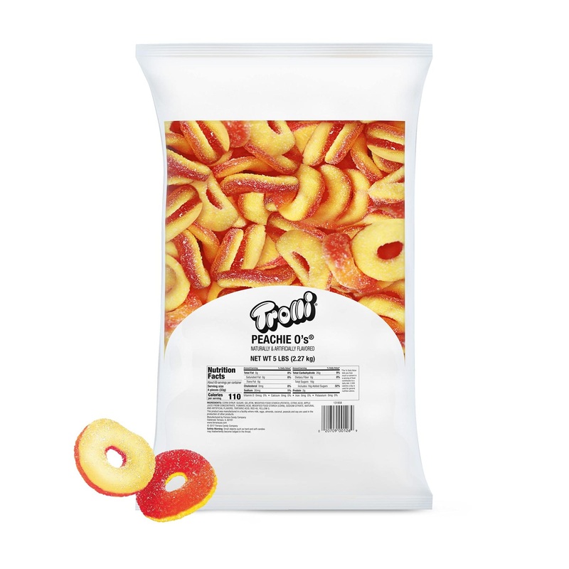 Buy Trolli Peachie O’s Sour Gummy Rings – 5 Pound Bulk Bag | International Shipping Available