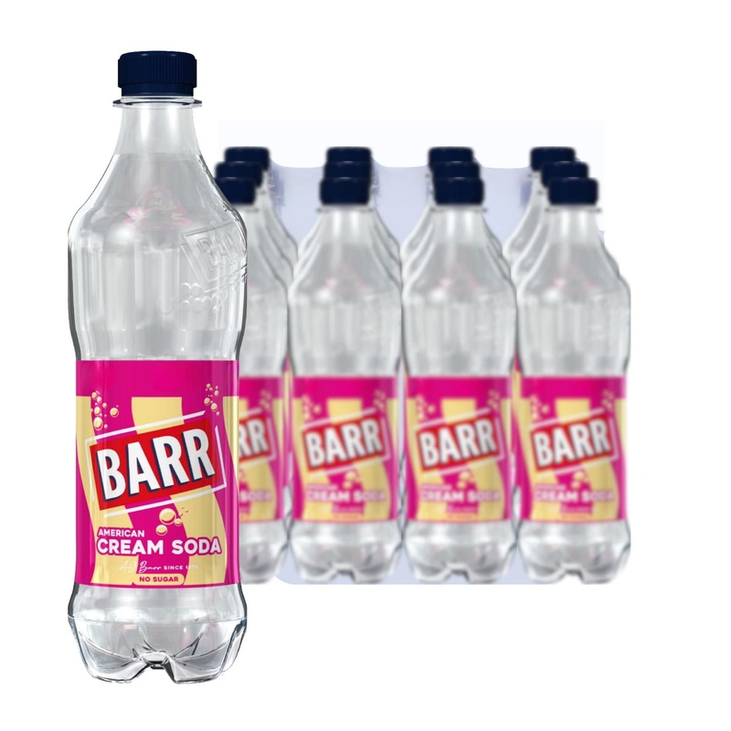 BARR American Cream Soda No Sugar 500ml – 12 x 500ml Bottles | Fizzingly Fun Soft Drink with Creamy Taste