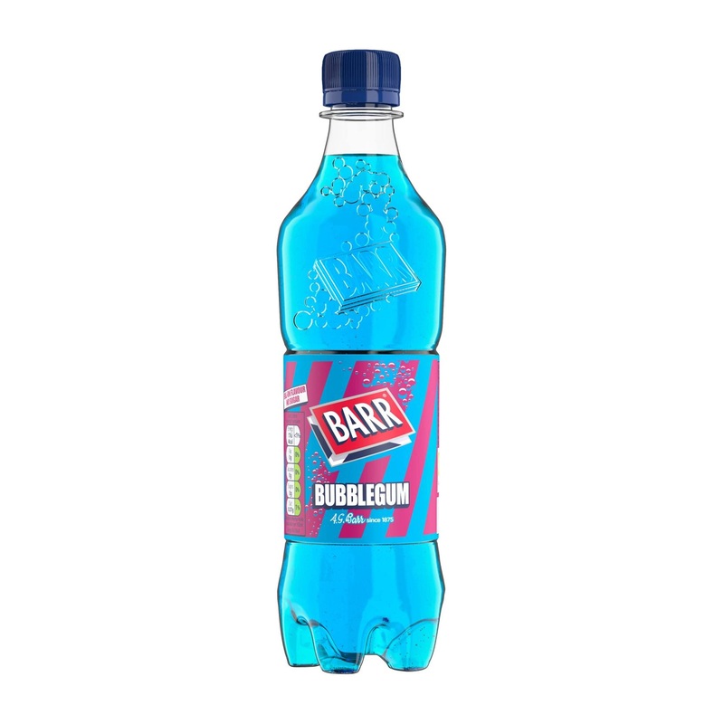 BARR Blue Bubblegum Fizzy Drink – No Sugar 500ml | 12 Bottles