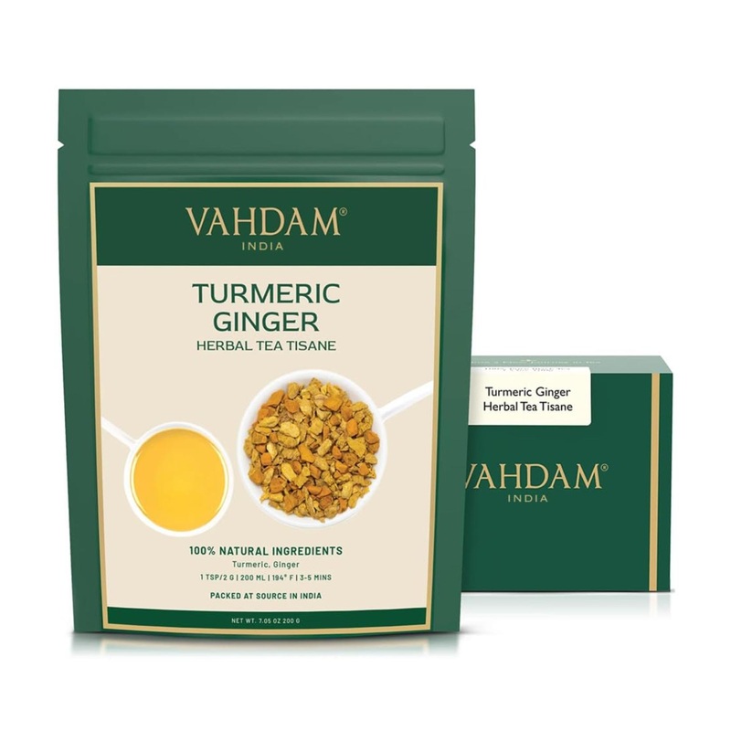 Buy Vahdam Turmeric Ginger Herbal Tea Tisane (200g) – 100% Natural | Hot & Iced Tea | Premium Ginger Tea for Wellness