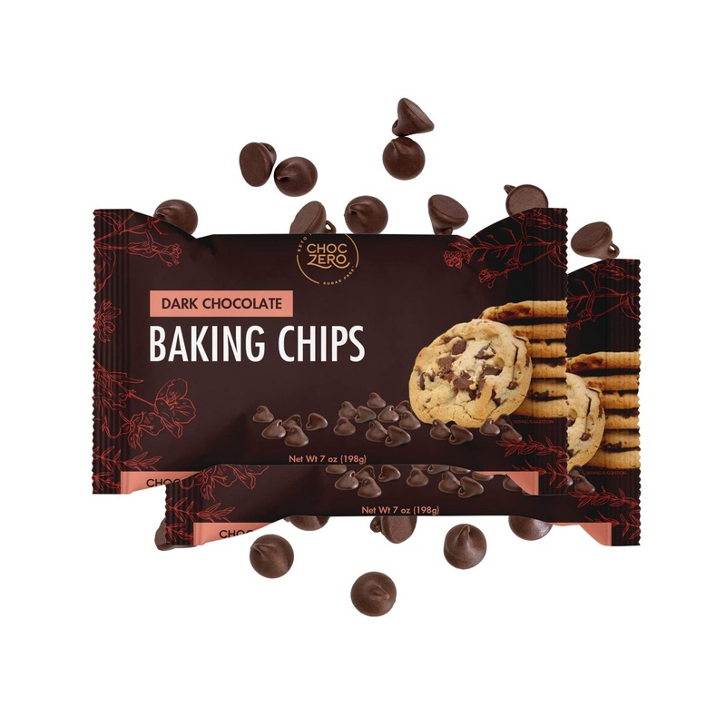 ChocZero Dark Chocolate Chips – Sugar Free, Low Carb, Keto Friendly, Gluten Free – 7 oz (Pack of 2) – Perfect for Baking Keto Diet Cookies and Desserts