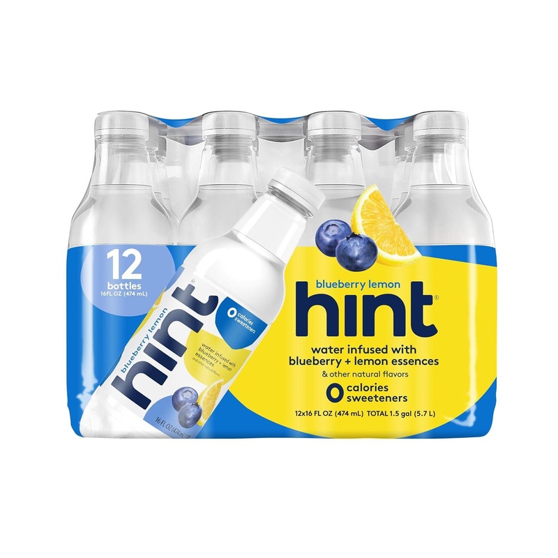 Hint Water Blueberry Lemon (Pack of 12)  16 Ounce Bottles  Pure Water Infused with Blueberry and Lemon  Zero Sugar-Calories-Sweeteners-Preservatives-Artificial Flavors  16 Fl Oz (Pack of 12)