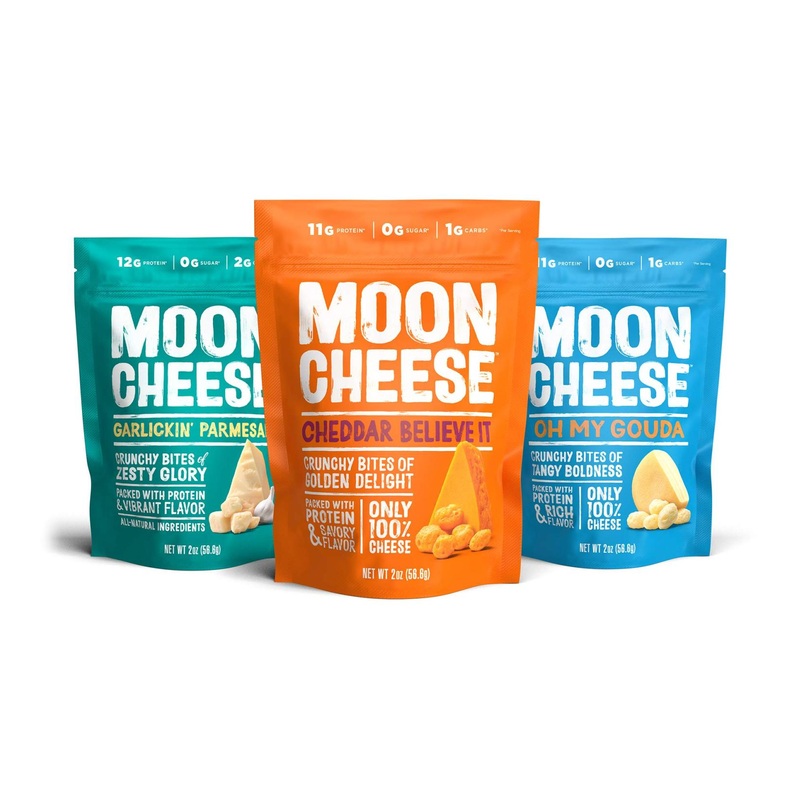 Moon Cheese Bites Bundle – Cheddar, Gouda, Garlic Parmesan 2oz 3-Pack – School Snack & Lunch