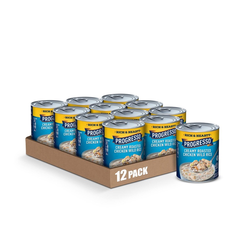 Progresso Creamy Roasted Chicken Wild Rice Soup 18.5 oz (Pack of 12) – Rich & Hearty Flavor