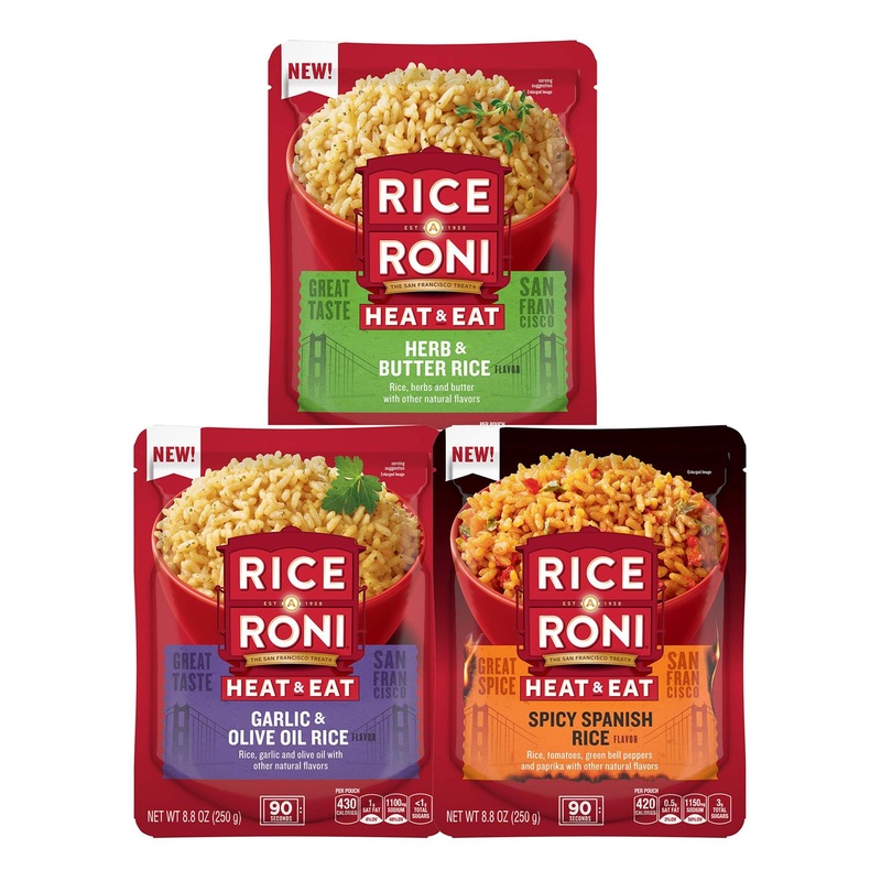 Rice A Roni Heat & Eat Rice 3-Flavor Variety Pack 8.8oz (Pack of 6) – Heat & Serve