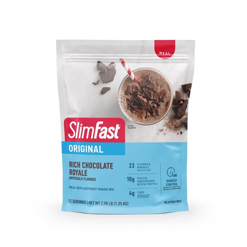 SlimFast Original Rich Chocolate Royale Meal Replacement Powder – 52 Servings, 10g Protein – Weight Loss Shake Mix