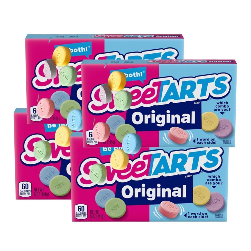 SweeTarts Candy, Assorted Flavors Blue Raspberry, Red Cherry, Purple Grape, Yellow Lemon | (4 – Pack)