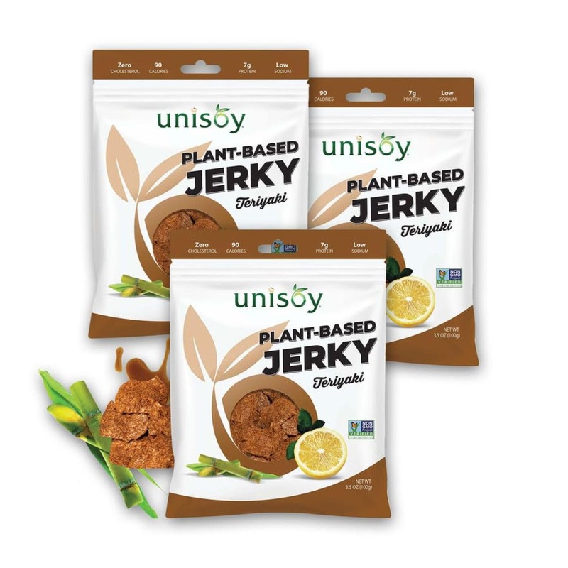 Unisoy Teriyaki Plant Based Jerky – High Protein Vegan Snacks (3.5oz  Pack of 3)