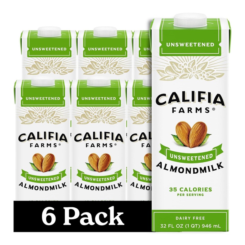 Califia Farms Unsweetened Almond Milk 32 oz (Pack of 6) | Dairy-Free, Vegan, Plant-Based, Keto | Shelf Stable, Gluten-Free, Non-GMO – Sugar-Free, High Calcium for Smoothies