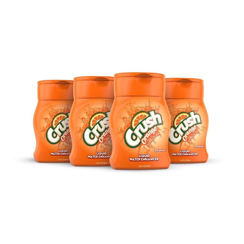 Crush Orange Liquid Water Enhancer – New Better Taste! 4 Bottles, 96 Flavored Water Drinks, Sugar Free, Zero Calorie 1.62 Fl Oz (Pack of 4)