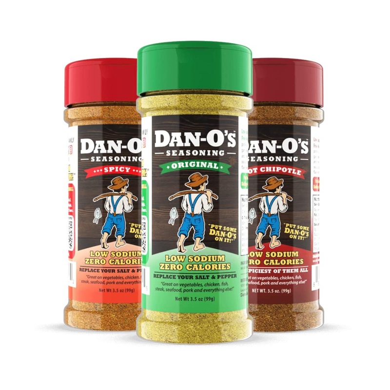 Dan-O’s Seasoning 3 Pack Bundle – Original, Hot Chipotle, and Spicy Flavors | All Natural, Sugar Free, Keto | All Purpose Seasonings for Vegetables and Meat | Low Sodium Cooking Spices (3.5 oz)
