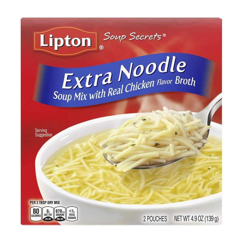 Lipton Soup Secrets Extra Noodle Soup Mix with Real Chicken Broth Flavor 4.9 oz 2 ct – Pack of 12