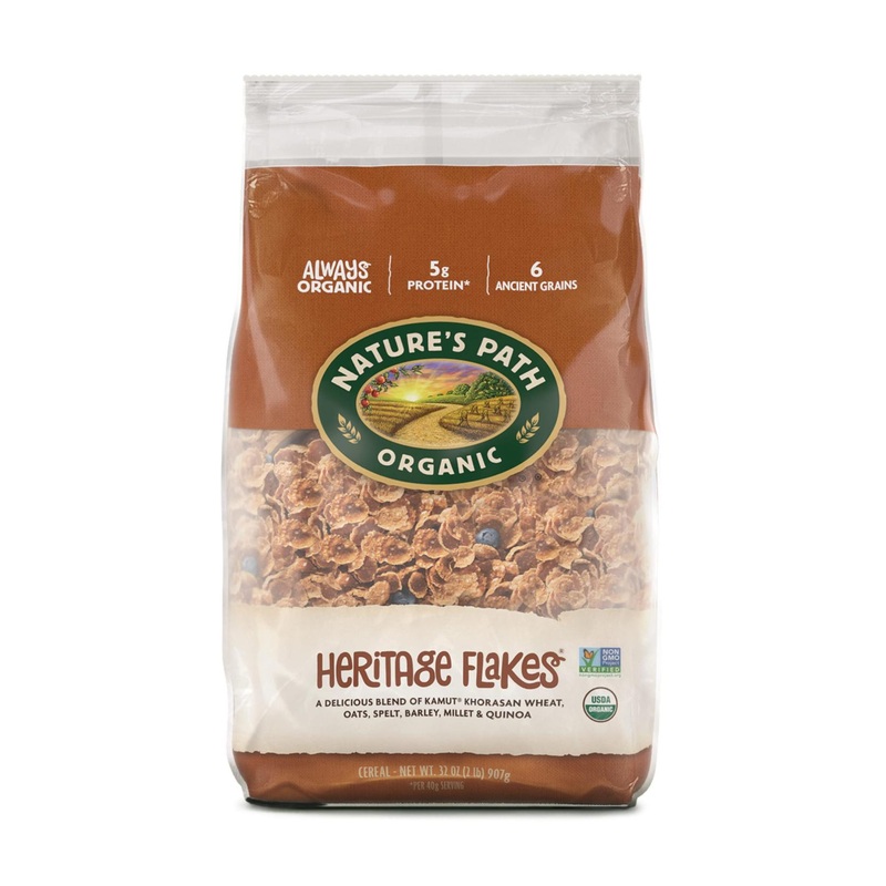 Nature’s Path Organic Heritage Flakes Cereal 2 Lbs – Pack of 6 | Non-GMO, 6 Ancient Grains, Low Sugar, High Fiber, Plant-Based Protein | Earth-Friendly Packaging | 32 Ounce