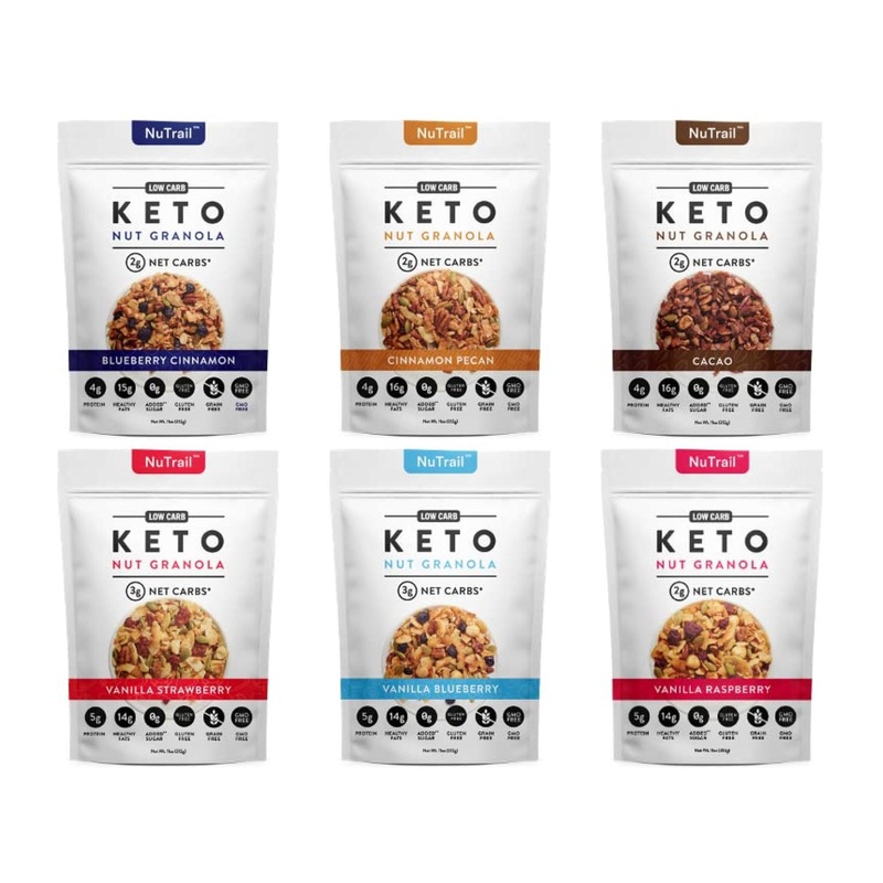 NuTrail Keto Nut Granola Variety Pack – Low Carb Breakfast Cereal – 2-3g Net Carbs – Almonds, Pecans, Coconut – 11 oz (Pack of 6)