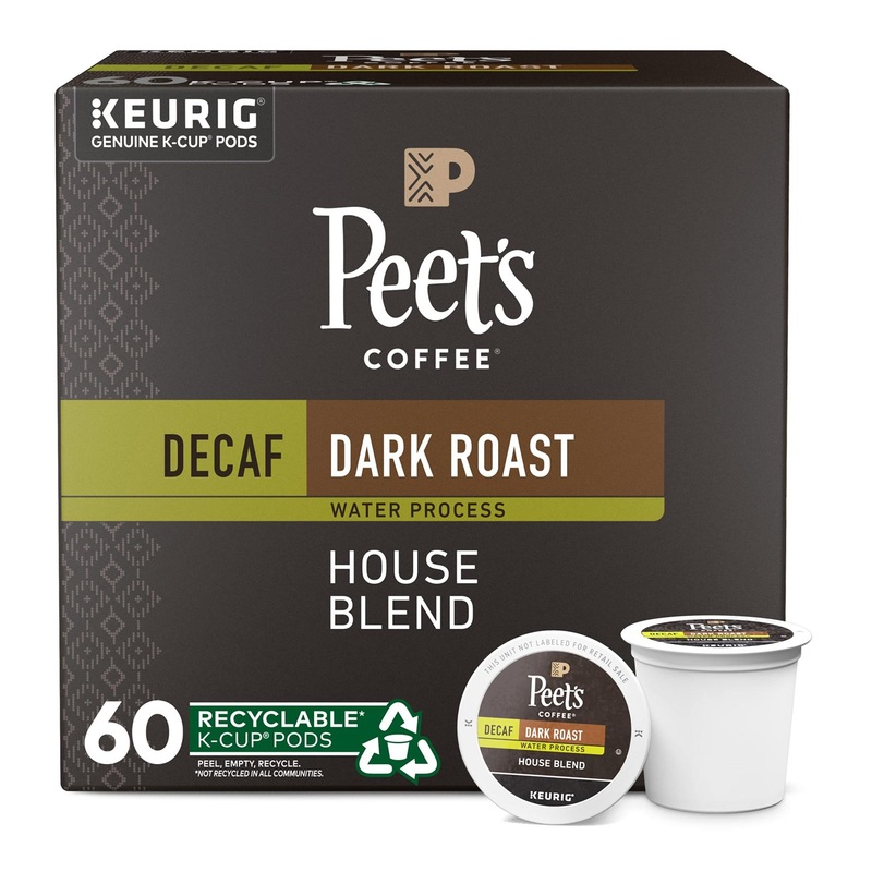 Peet’s Coffee Dark Roast Decaf K-Cup Pods – 60 Count (6 Boxes)