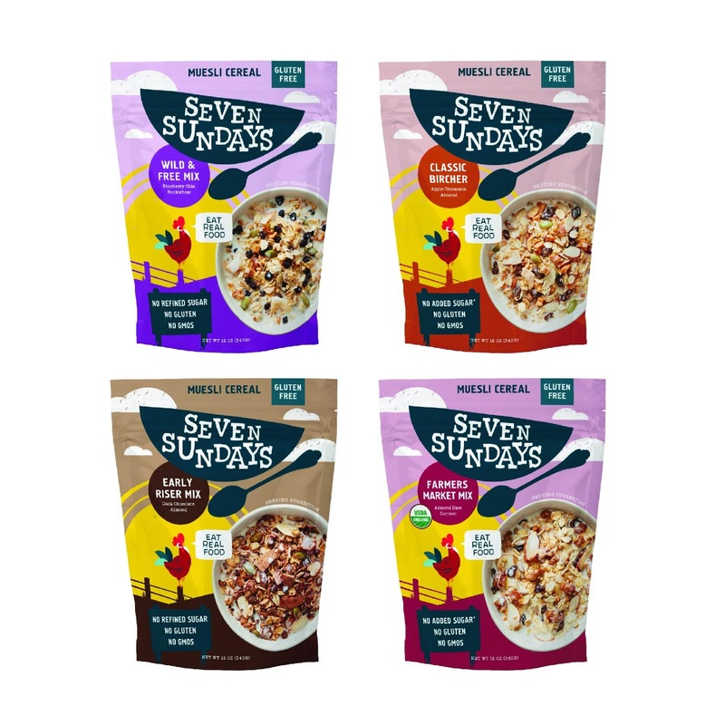 Seven Sundays Muesli Cereal Variety Pack – Certified Gluten Free, Non GMO, Kosher – 4-Flavor Variety Pack 12 oz Bags (Pack of 4)
