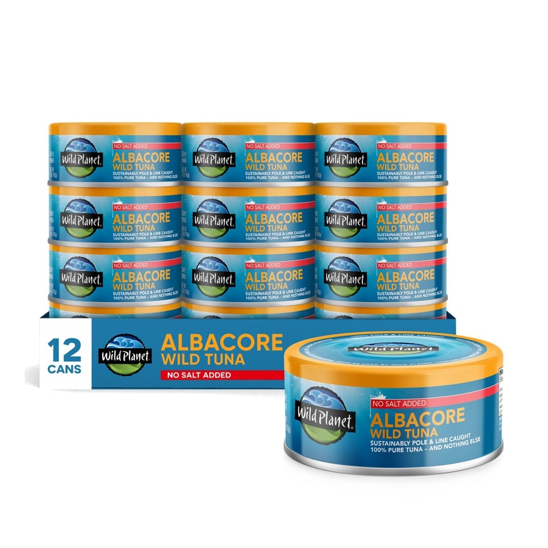 Wild Planet Wild Albacore Tuna  No Salt Added  Sustainably Caught  Non-GMO  Kosher 5 Ounce (Pack of 12) 5 Ounce (Pack of 12) Albacore No Salt