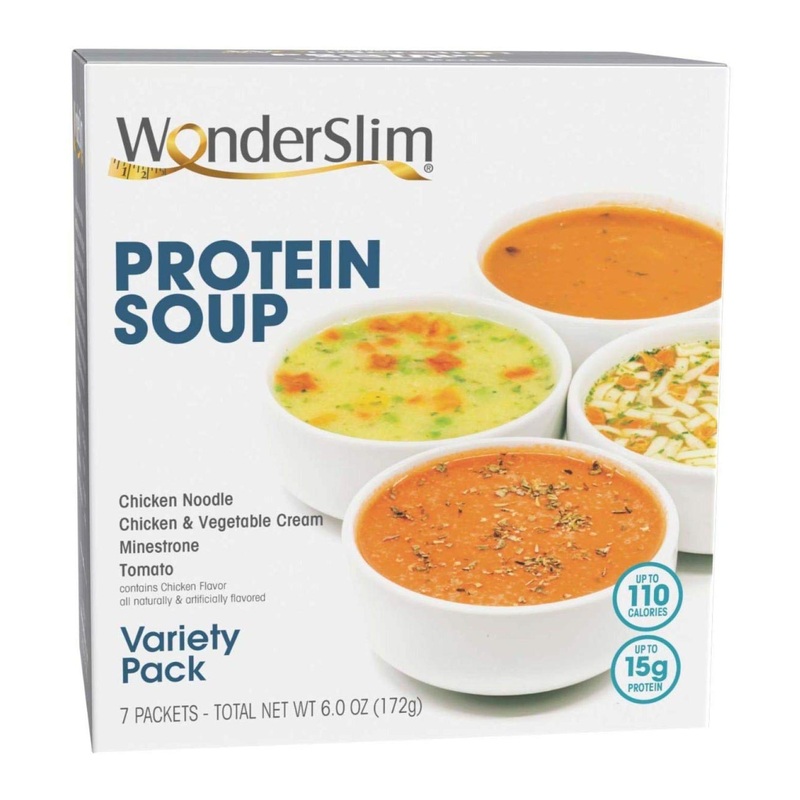 WonderSlim Protein Soup Variety Pack – Low Calories, Low Carbs, Low Fat (7ct) – 1 Count