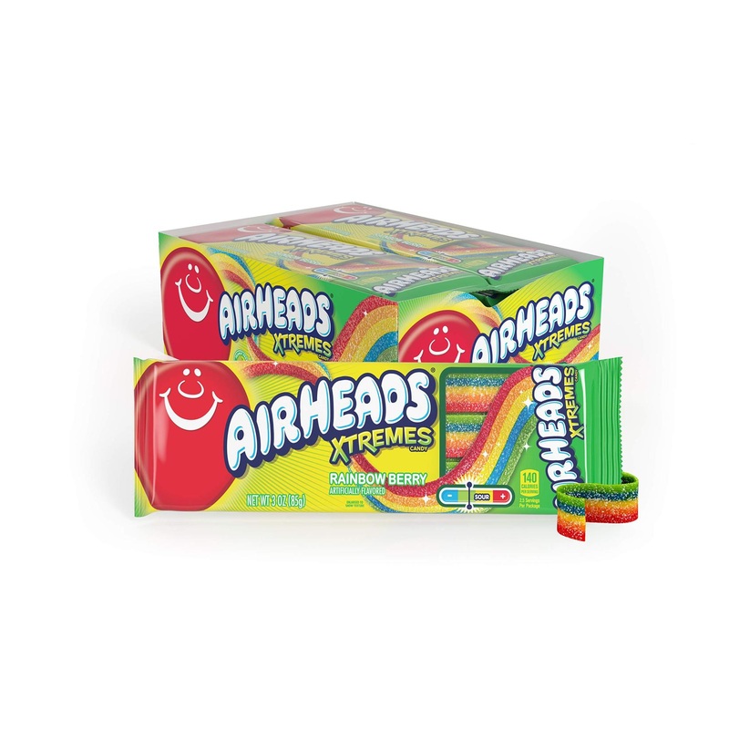 Airheads Xtremes Belts Rainbow Berry Candy – 36 Ounce (Pack of 12) – Sweetly Sour Halloween Treat for Movie Theaters & Parties – Non-Melting Bulk Bag