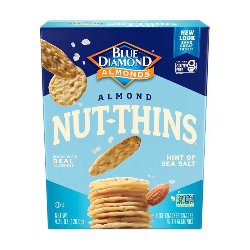 Blue Diamond Almonds Nut Thins Gluten Free Cracker Crisps Sea Salt 4.25oz (Pack of 6)