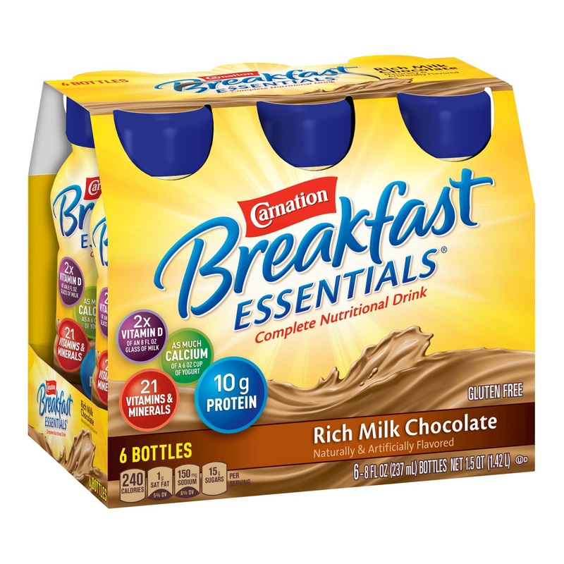 Carnation Breakfast Essentials Rich Milk Chocolate Ready-to-Drink 8 FL OZ Bottle (Pack of 6)