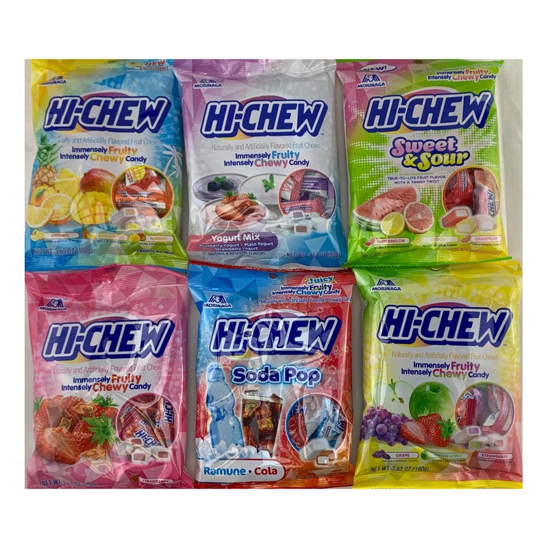 Hi Chew Variety Pack – 6 Flavors (Tropical, Sours, Strawberry, Original Mix, Yogurt) – Pack of 6