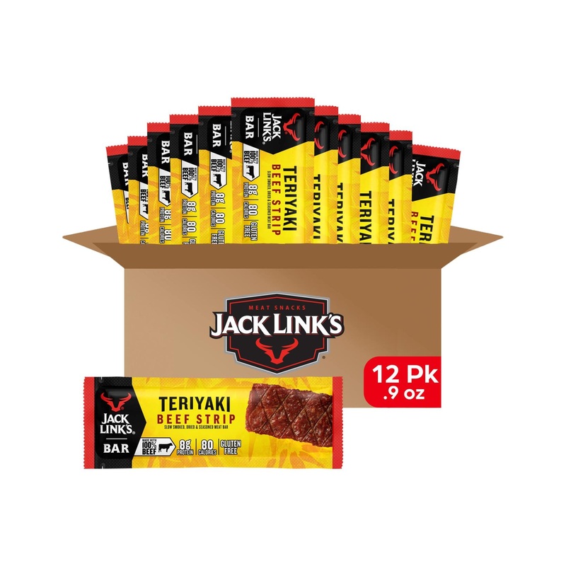 Jack Link’s Teriyaki Beef Jerky Bars – 8g Protein, 80 Calories, Keto & Gluten Free – Pack of 12