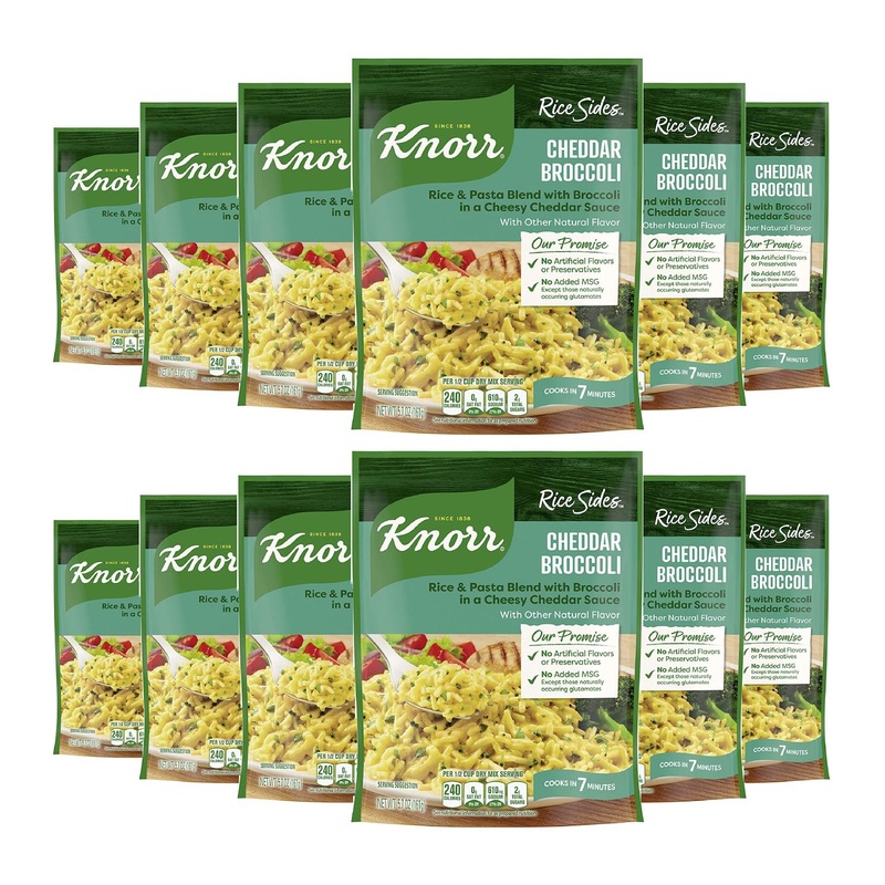 Knorr Cheddar Broccoli Rice Sides – 5.7 oz Pack of 12 | No Artificial Flavors, No Preservatives, No Added MSG