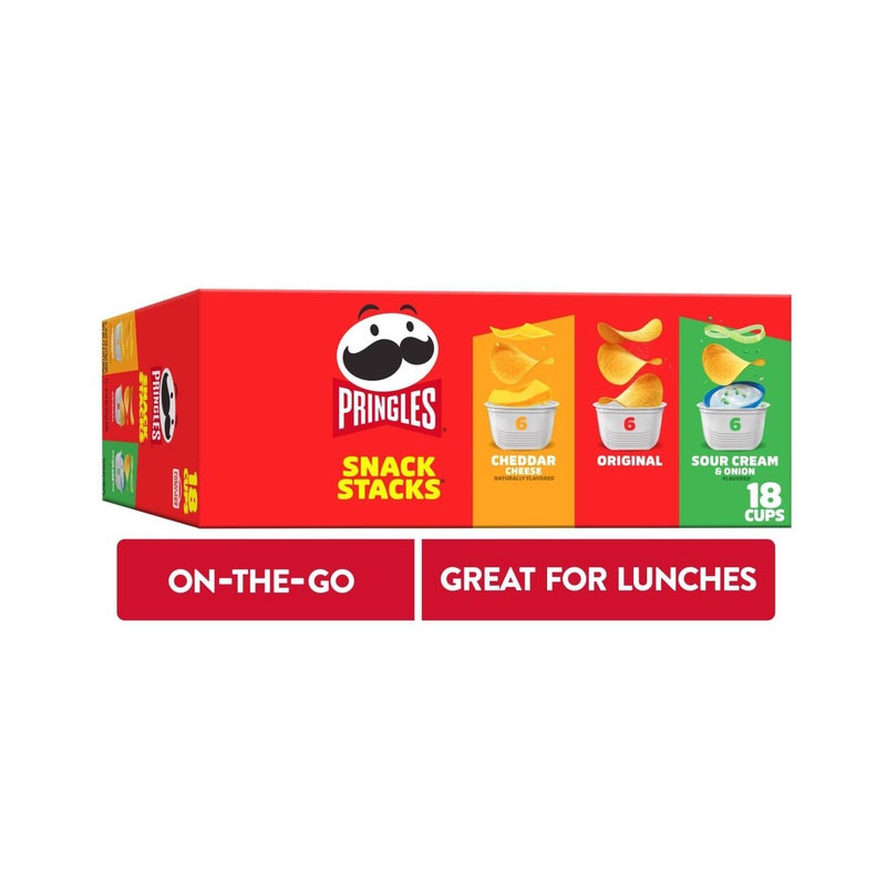 Pringles Variety Pack 12.9oz – 18 Cups, Lunch & Office Snacks for Kids, 3 Flavors