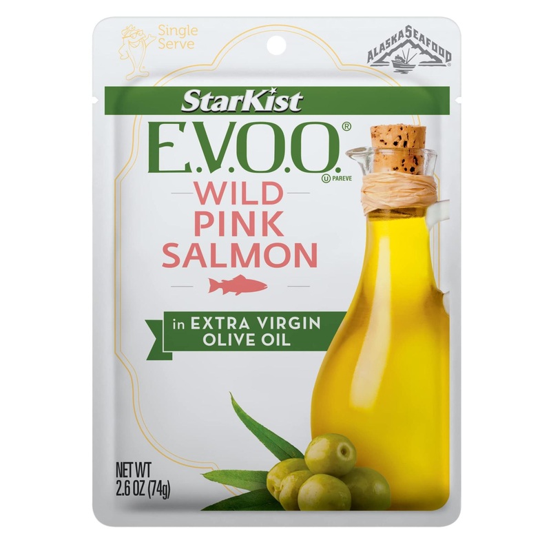 StarKist E.V.O.O. Wild-Caught Pink Salmon 2.6 Oz 12-Pack in Olive Oil – Premium Quality Pink Salmon in Olive Oil