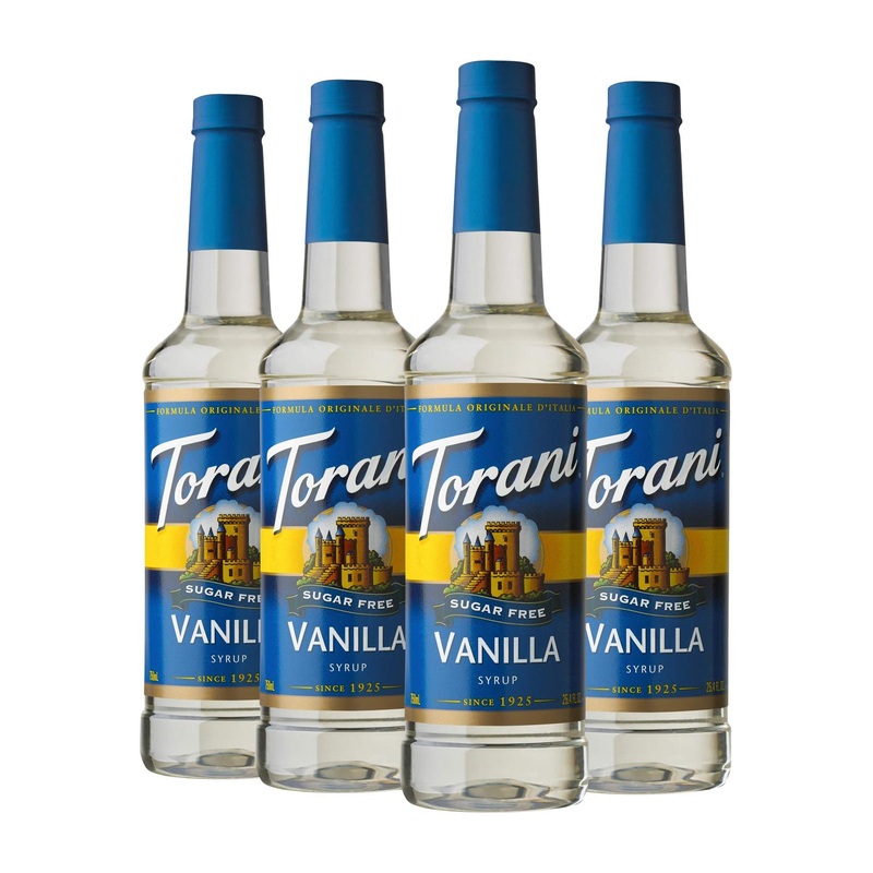 Torani Sugar Free Vanilla Syrup 25.4oz (Pack of 4) – Sugar-Free Flavoring for Drinks & Desserts