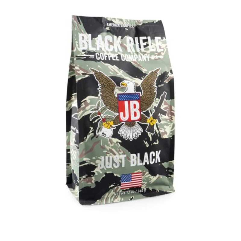 Black Rifle Coffee Just Black Medium Roast Ground Coffee – 12 oz Bag | Cocoa & Vanilla Aroma | Bold Taste with Smooth Buttery Finish | Supports Veterans & First Responders