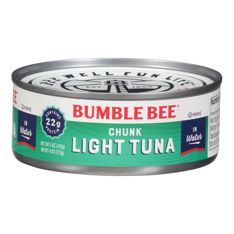 Bumble Bee Chunk Light Tuna in Water 5 oz Cans (Pack of 24) – Wild Caught, 22g Protein – Non-GMO, Gluten-Free, Kosher – Ideal for Tuna Salad & Recipes