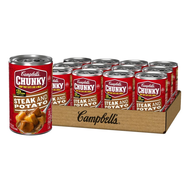 Campbell’s Chunky Steak & Potato Soup 18.8 oz. Can (Pack of 12) – Hearty and Delicious Steak & Potato Soup Pack of 12