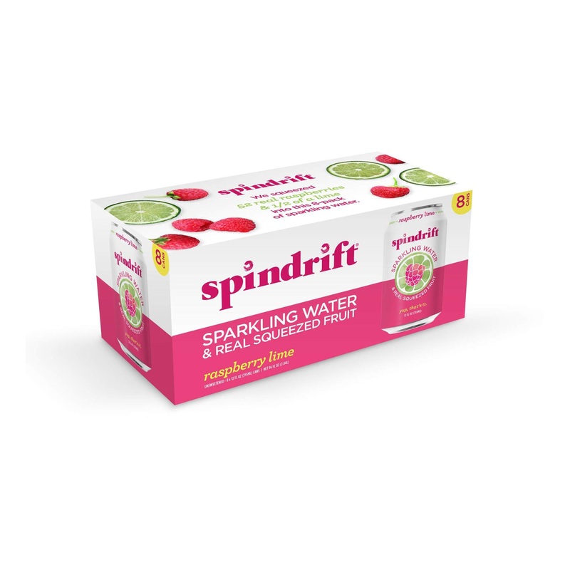 Spindrift Raspberry Lime Sparkling Water 12 fl. oz. Cans – Pack of 8