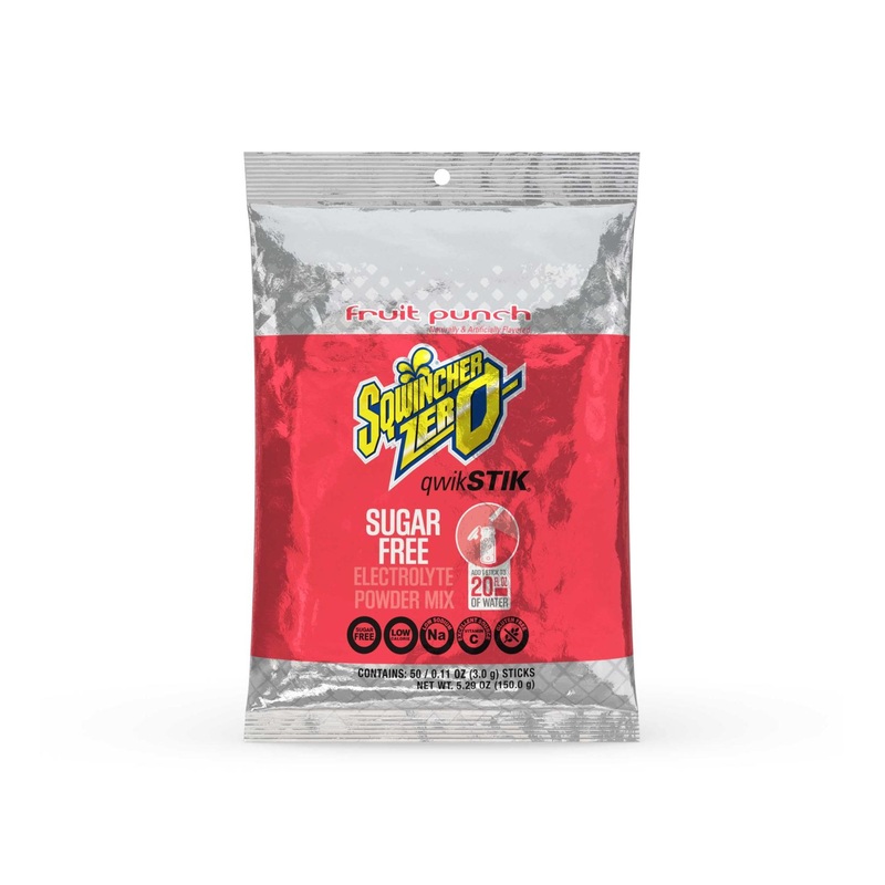 Sqwincher Zero Qwik Stik Sugar Free Fruit Punch 0.11 oz (Pack of 50) – Hydration Drink Mix