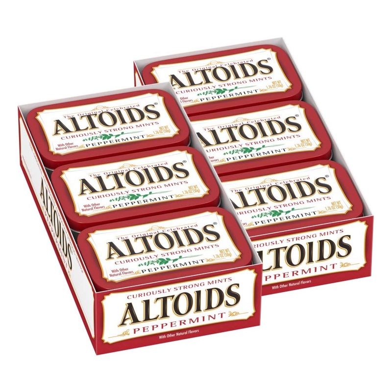 Altoids Classic Peppermint Breath Mints 1.76oz Tin – Pack of 12