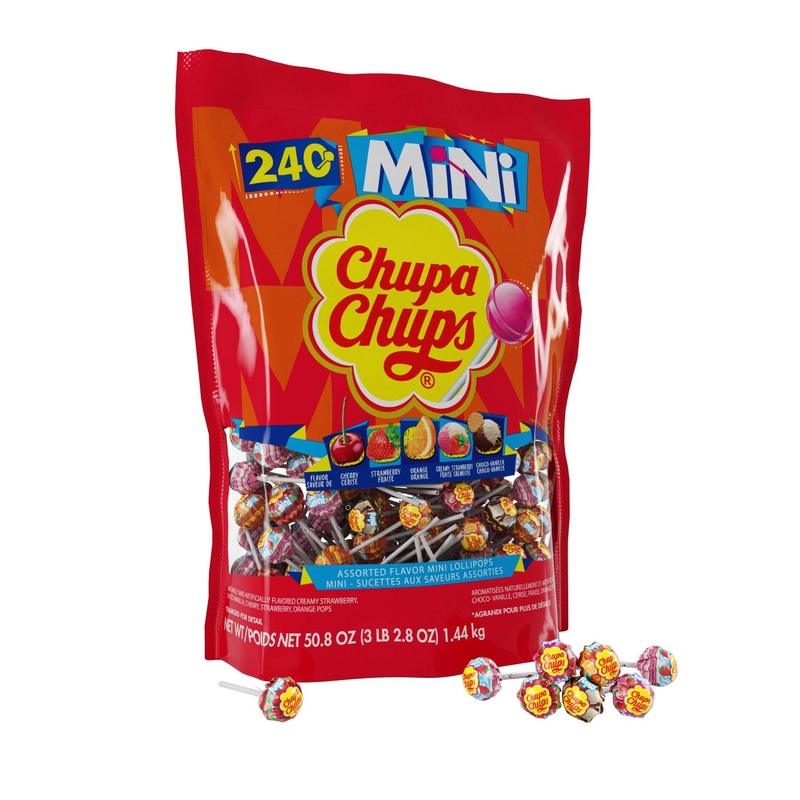 Chupa Chups Mini Lollipops Bulk Candy Variety Pack – 240ct, 7 Assorted Flavors for Kids, Halloween, Parties, Office – Cremosa Ice Cream Suckers for Gifting