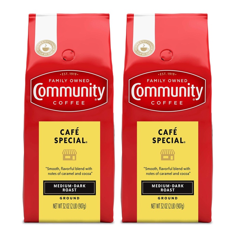 Community Coffee Caf Special Blend 64oz – Medium Dark Roast Ground Coffee Pack of 2 (32oz each)