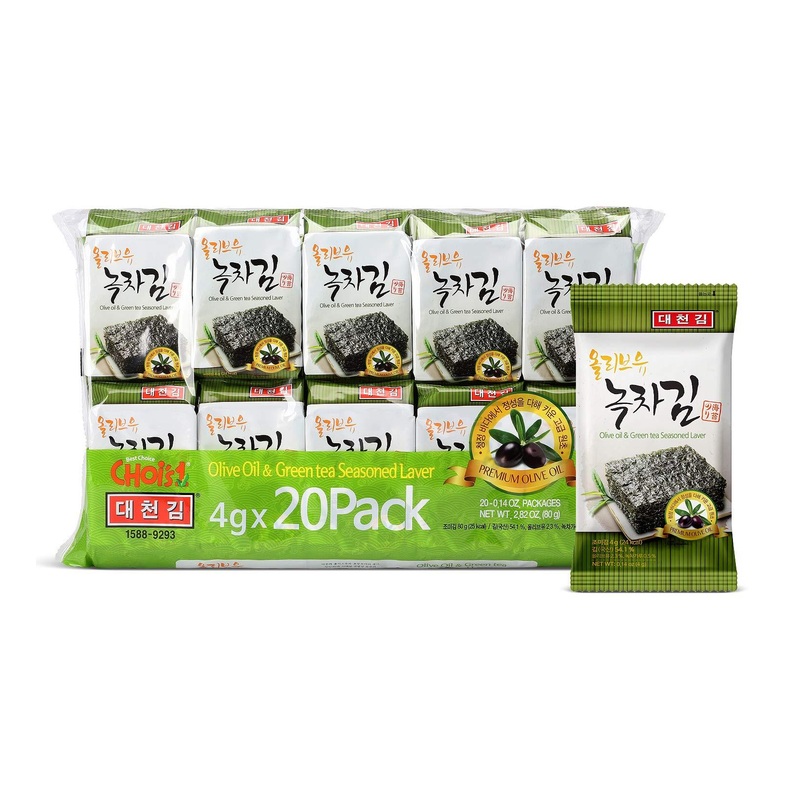 Daechun(Choi’s1) Seaweed Snacks (Pack of 20) – Original Sea Salt, Green Tea Powder | Vegan, Keto, Gluten Free | Product of Korea